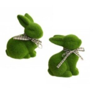 Set of 2 Grassy Bunny Figurines – Perfect Easter Decor! 🐰🌿